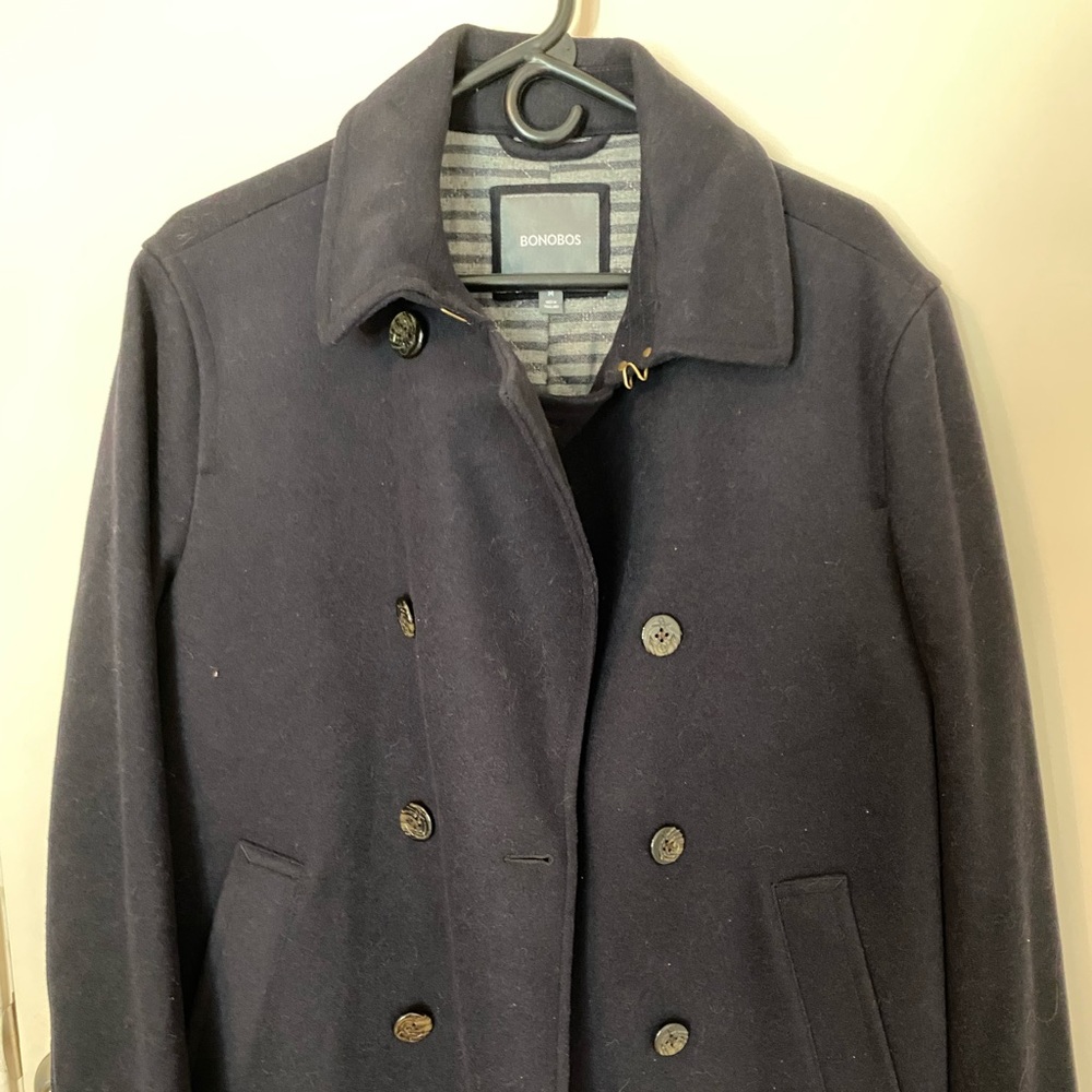 Bonobos Black Wool Peacoat